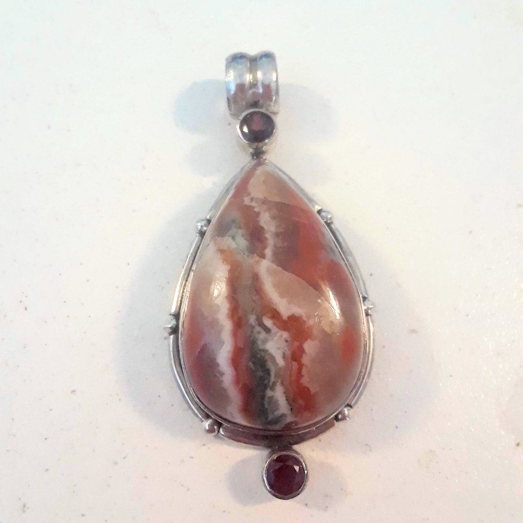 Sterling Silver Natural Stone Pendant 15$